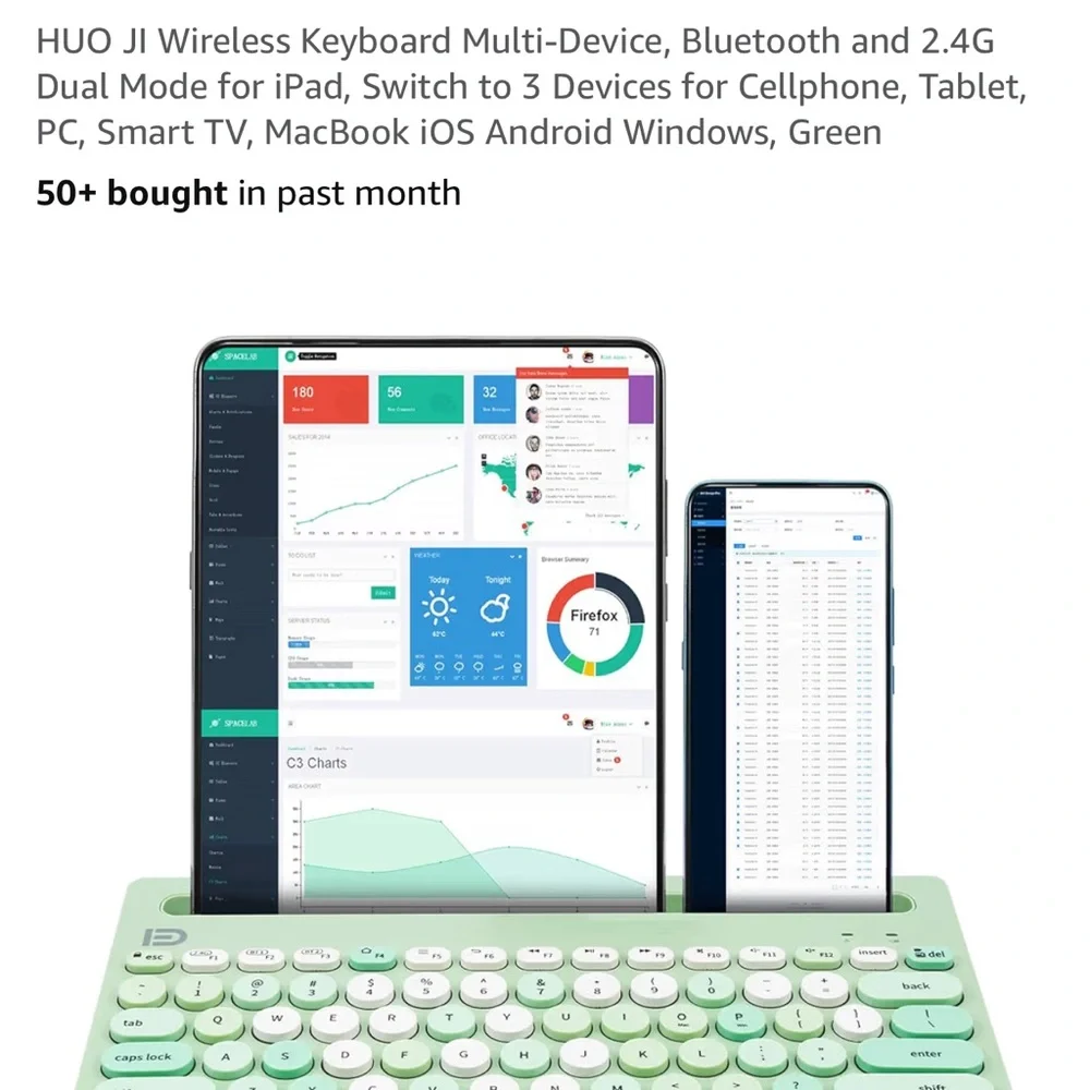 Green 2.4 dual mode Wireless Keyboard